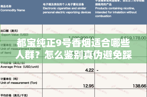 都宝纯正9号香烟适合哪些人群？怎么鉴别真伪避免踩坑？